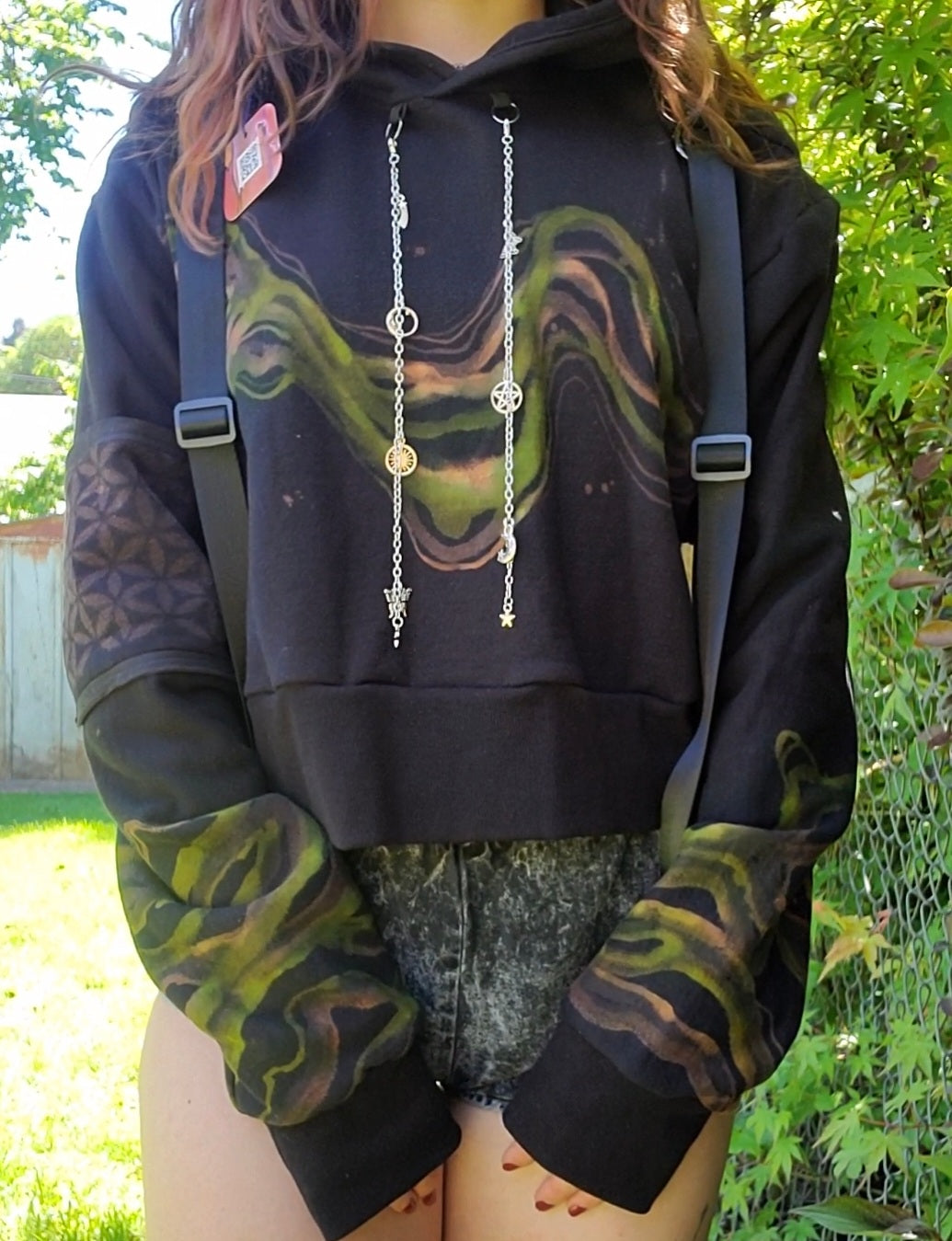 Bleach Painted Crop Hoodie